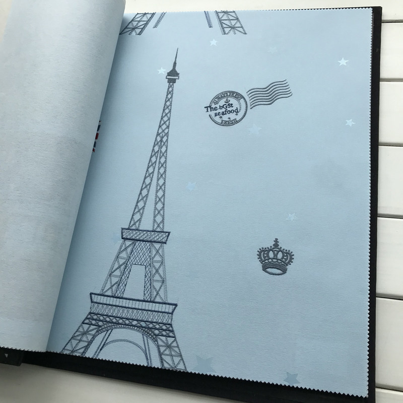 Shanghai physical store seamless wall cloth children's room embroidery wall cloth blue boy room girl room pink door-to-door construction