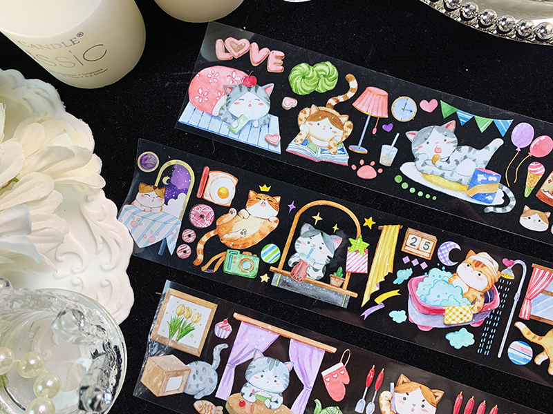 Cat Daily PET Paper Tape - Washi Tape - Plastic Multicolor