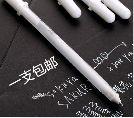 Japan Cherry Blossom High Light Pen Polo Pen white thread pen black paper with XPGB#50 white hand-painted brush 0 8mm