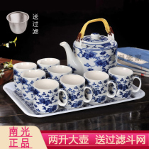 Jingdezhen tea set blue and white porcelain Chinese style with tea tray household set large ceramic teapot tea cup
