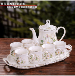 American-Style Simple European Ceramic Teapot and Teacup with Tray, Gift Box Set for Home Afternoon Tea, European-Style Tea Set