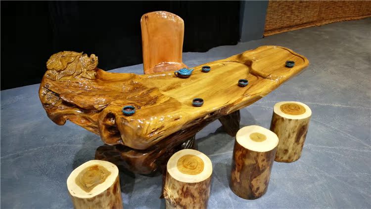Jinsi Nanmu root khắc trà bàn trà Kung Fu bộ rễ khắc bàn cà phê gỗ rắn bàn trà nhà ban công cây rễ trà biển - Các món ăn khao khát gốc bàn ghế bằng rễ cây