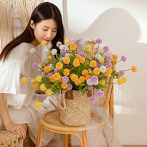Simulation bouquet Ball Chrysanthemum Dandelion Silk Flower Fake Flowers Photo Prop Vase Flower Arrangement Living Room Dining Room Table Decoration Furnishing