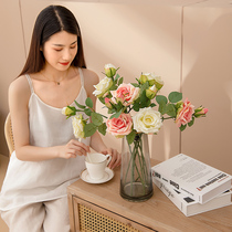 Simulation single branch rose fake flower decoration vase flower arrangement swinging parlor dining room table furnishing silk flower bouquet photo props