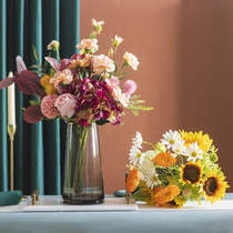 Light Extravaganza Nordic Fake Flowers Bouquet Sunflower Emulation Silk Flowers Dry Flower Pendulum Pieces Living-room Table TV Cabinet Floral Decorations