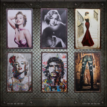 Large tin painting industrial style restaurant wall decoration pendant bar barbecue hotel wall decoration creative iron staircase