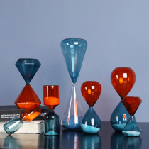 Nordic stained glass hourglass timer home decoration couple living room desk wine cabinet desktop TV cabinet ornaments