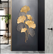 Creative ginkgo biloba industrial wind porch light luxury wrought iron wall living room sofa background wall decoration pendant bar