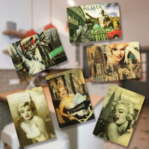 Creative shop decoration bar wall stickers refrigerator stickers restaurant restaurant barbecue American star Monroe 3D painting