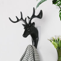 Key adhesive hook creative European-style Nordic antler wall wall-free punch-in door rear wall strong plastic hook