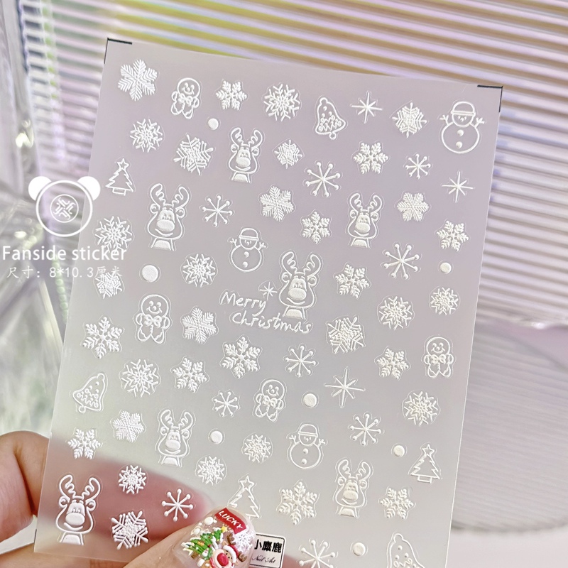 Cute Cartoon Christmas Snowflake Small Pattern Handbook Phone Case Guka Embossed Decorative Sticker Manicure Nail Sticker Cute Cartoon Christmas Snowflake Small Pattern Handbook Phone Case Guka Embossed Decorative Sticker Manicure Nail Sticker