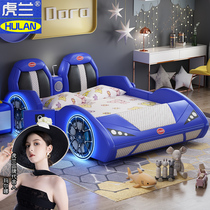 Childrens car bed boy single 1 5 m 1 2 sports car racing boy cartoon solid wood with guardrail simple and modern
