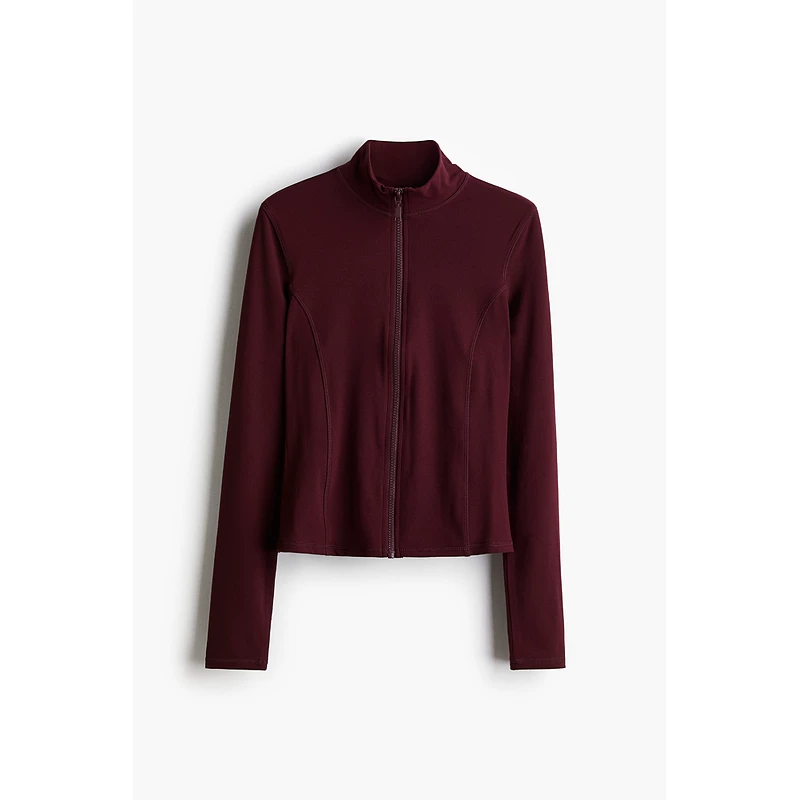HM Women's Short Jacket Front Shoulder Jacket Zip Front Burgundy Top 1305001