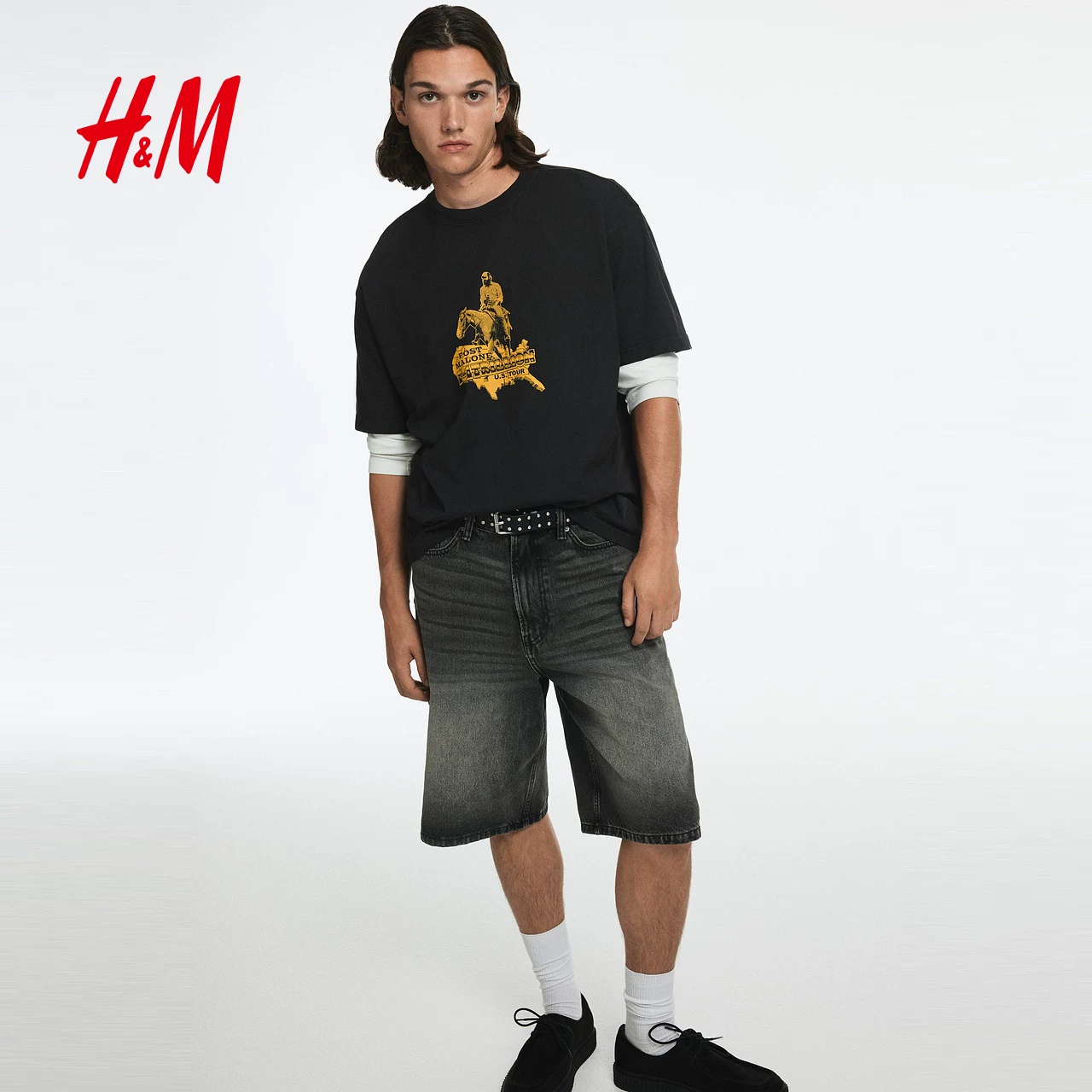 【Post Malone】МУЖЧИНЫ И ЖЕНЩИНЫ майка HM пост Malone напечатанная плечо-опускатель майка 0972640