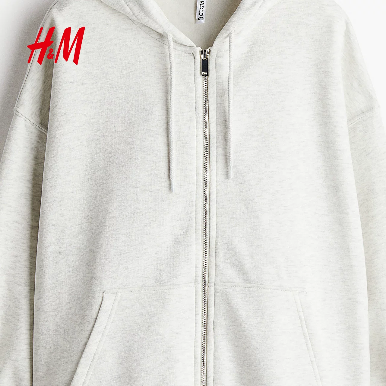 Хлопковая толстовка женская HM с футболкой oversize внутри мягкая подкладка с капюшоном 1234775