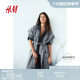 HM summer new women's underwear home wear nightgown bathrobe solid color neutral washed linen nightgown 0107727