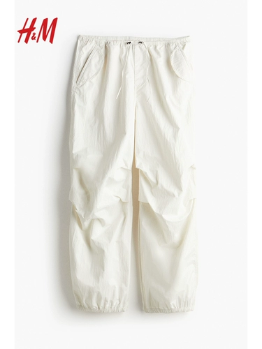 Hm женские повседневные брюки, осенние свободные брюки-парашют с натуральной талией и широкими штанинами на шнурке 1214225