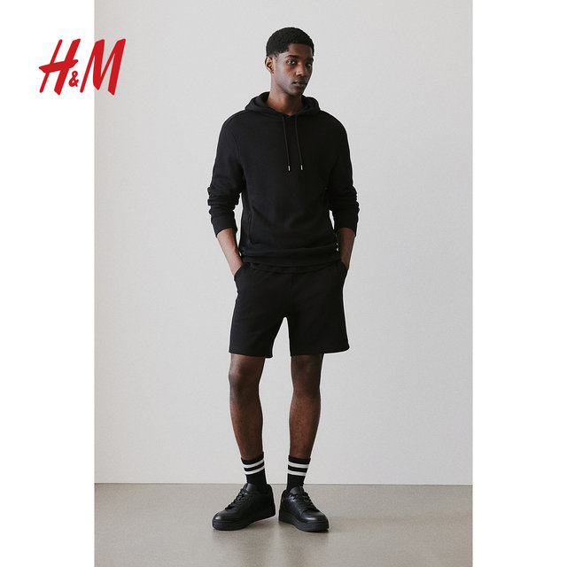 HM men's sweatpants 2024 summer new sports style drawstring elastic waist ສະດວກສະບາຍສັ້ນທີ່ມີກະເປົ໋າຂ້າງ 1224295