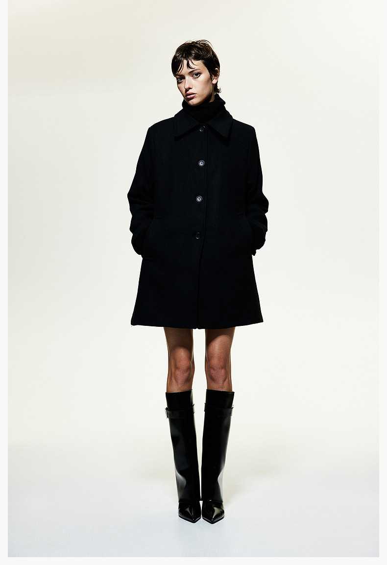 Hm мисс шерсть пальто зима свободный войлок кнопки отворот Длина до колена пальто 1255546 для возраста       