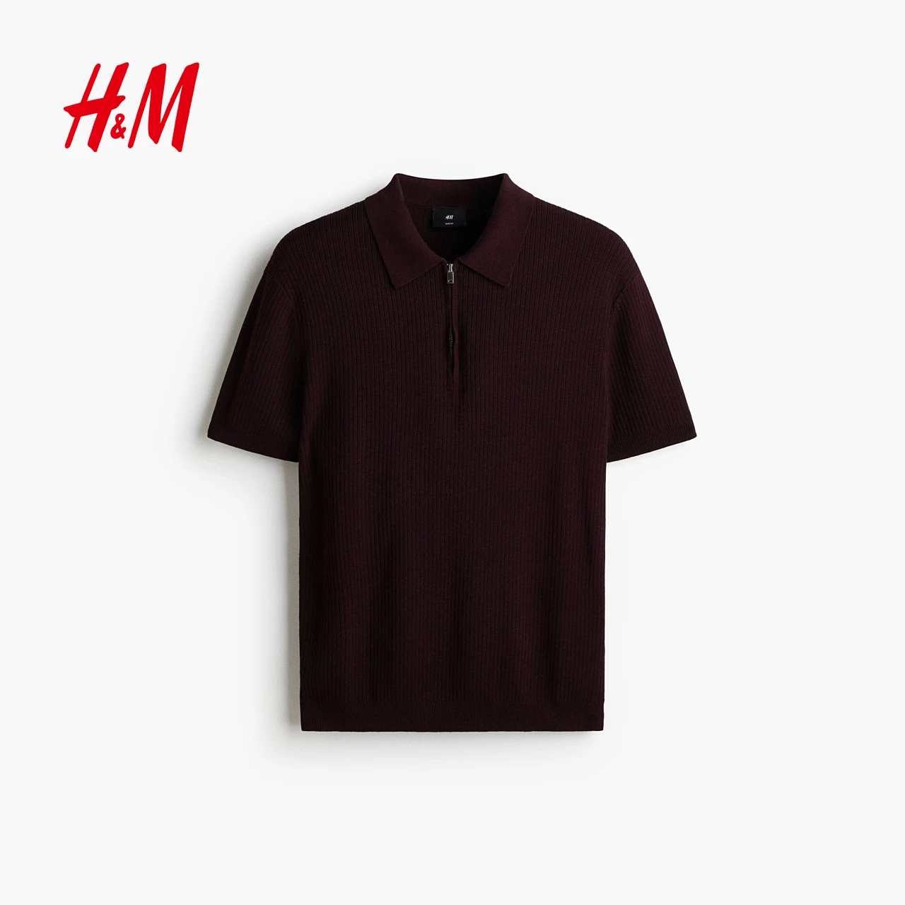 Поло летнее от H&M с молнией, облегающий
