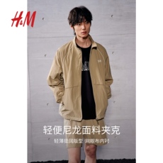 Куртка hm男装夹克春季宽松美式轻便立领尼龙拉链外套1271786 H&M