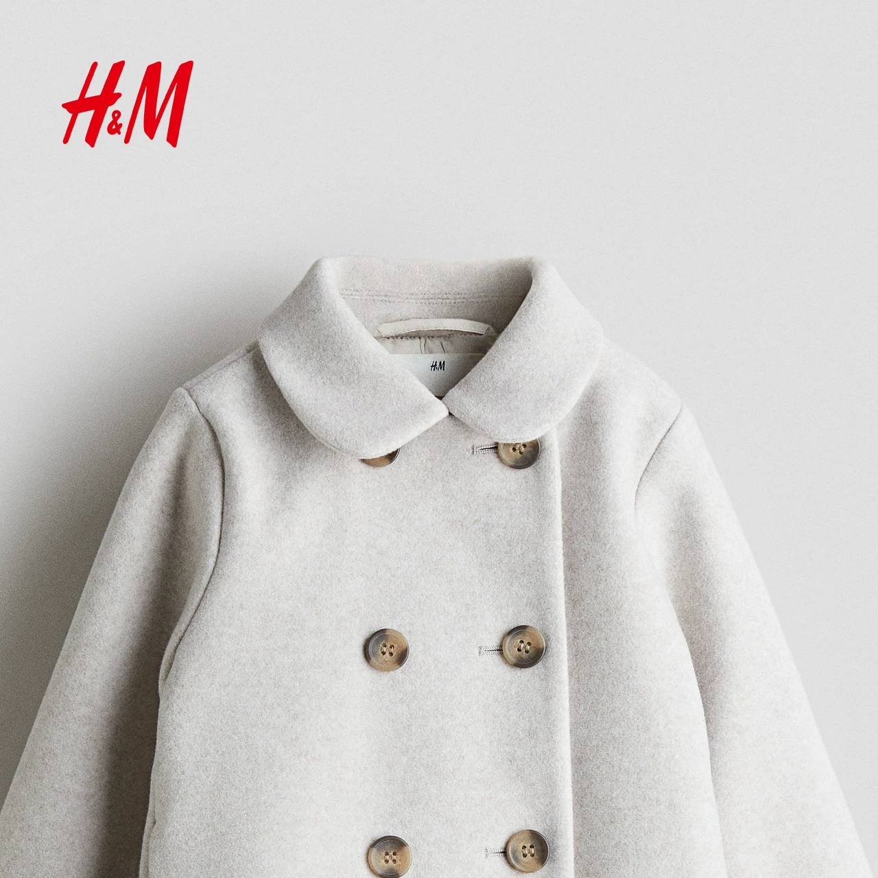 Детская одежда HM, для девочек, лето и зима, новая двубортная куртка с круглым воротником, кокетка A-силуэт, пальто из фетра 1300285