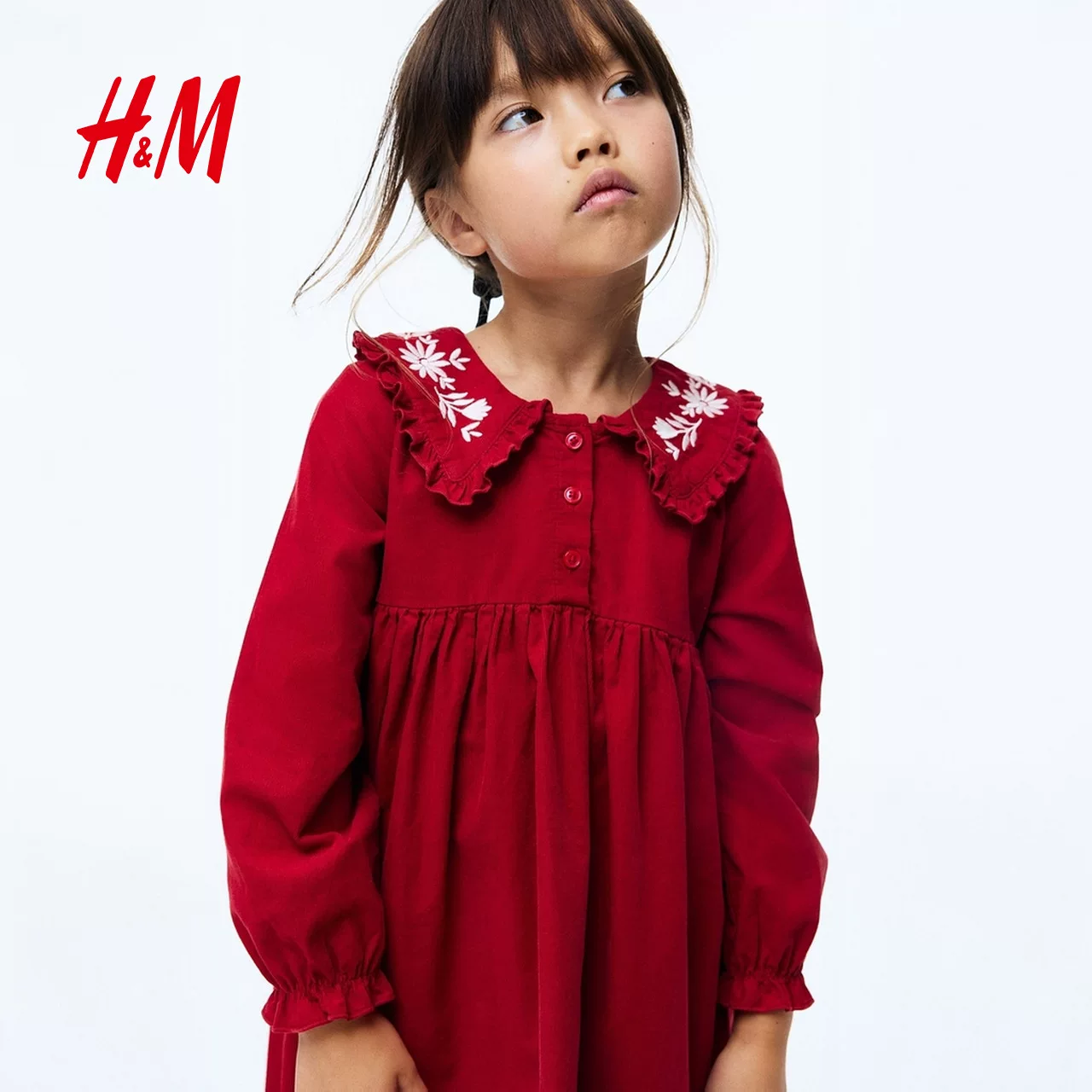 Детская одежда HM, юбка для девочек, летняя, вельветовая (кудрявая?) красная, новогоднее платье 1316824