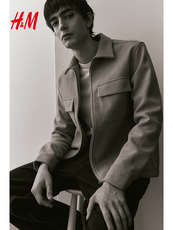Куртка hm男士夹克秋季时尚拉炼翻领休闲夹克风格衬衫1227909 H&M