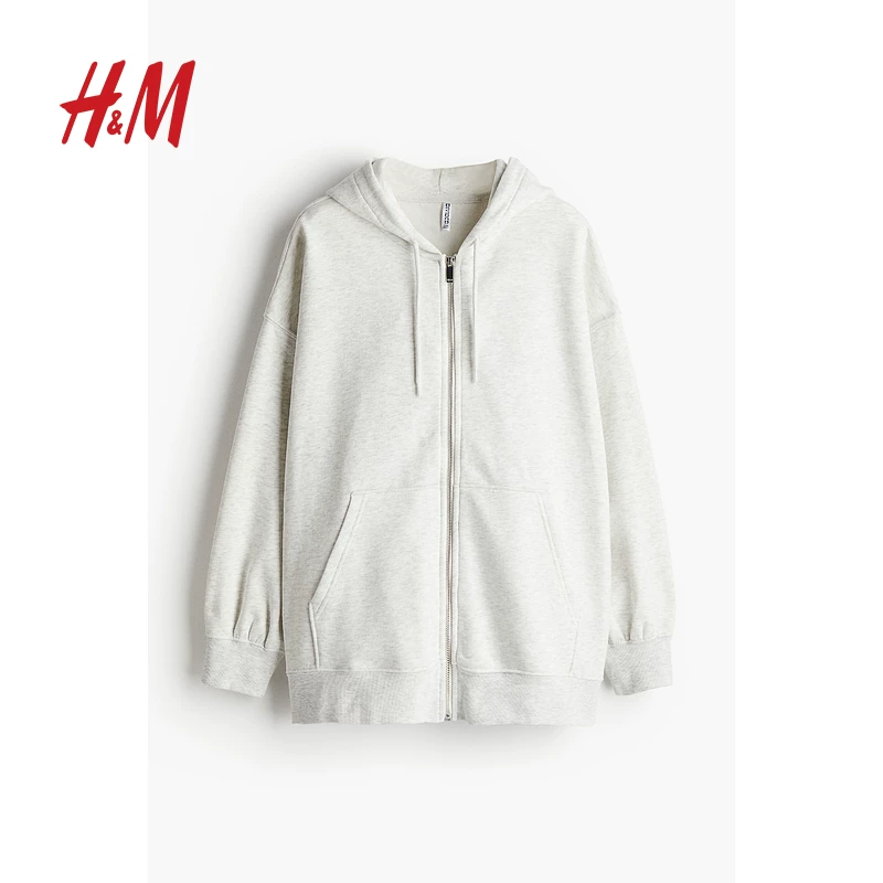 Хлопковая толстовка женская HM с футболкой oversize внутри мягкая подкладка с капюшоном 1234775
