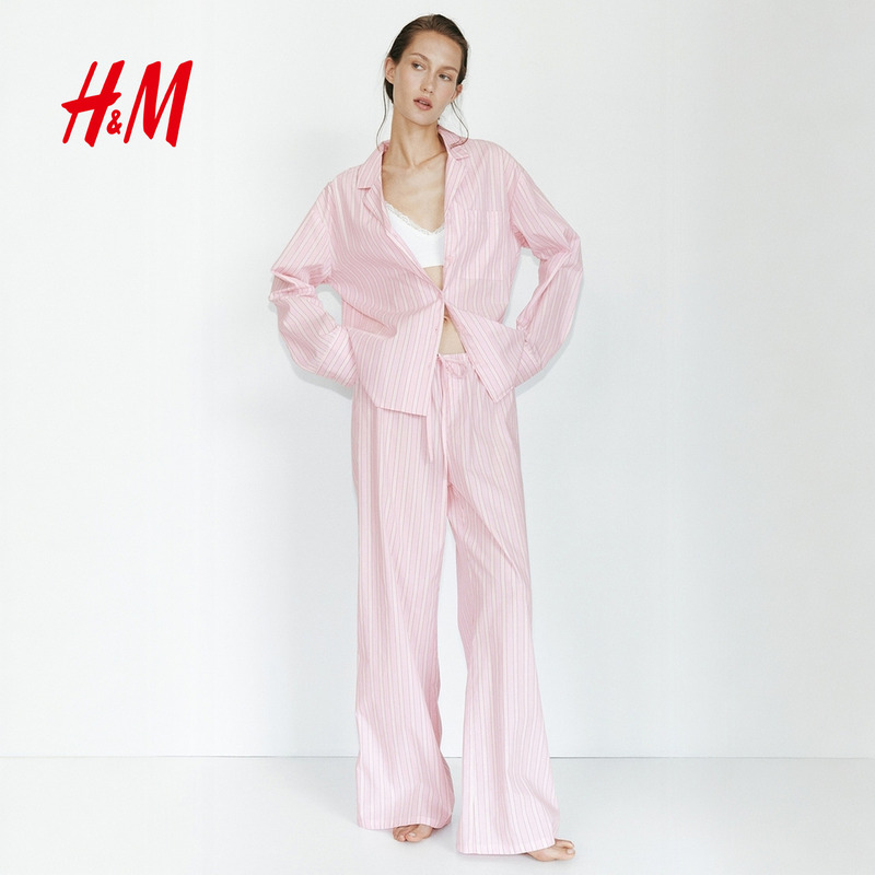 Hm2026 Autumn New Women's Cotton Poplin Pajama Set 1347480 Hm2026 Autumn New Women's Cotton Poplin Pajama Set 1347480