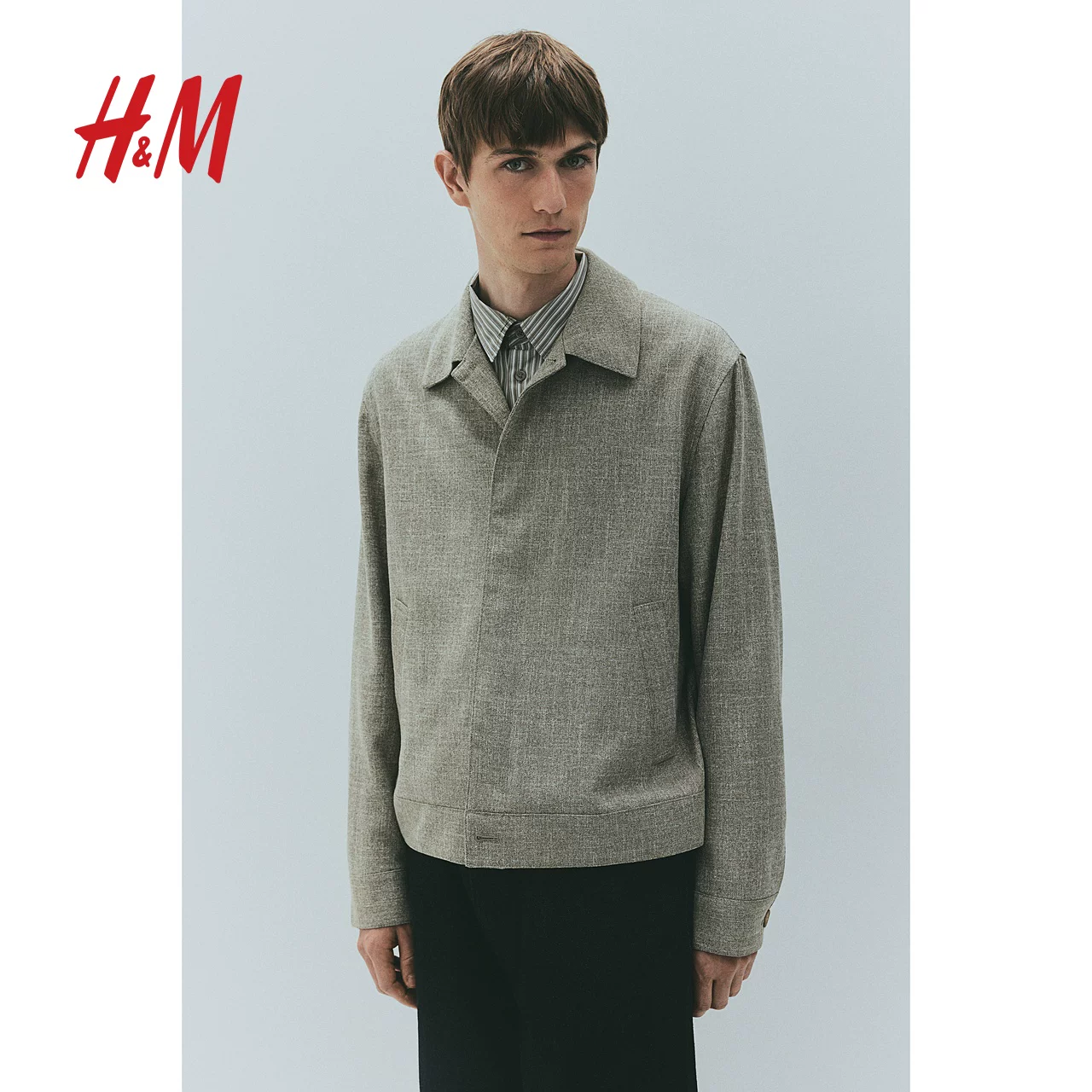 Мужская осенняя рубашка H&M, длинный рукав для отдыха, пиджак, крой