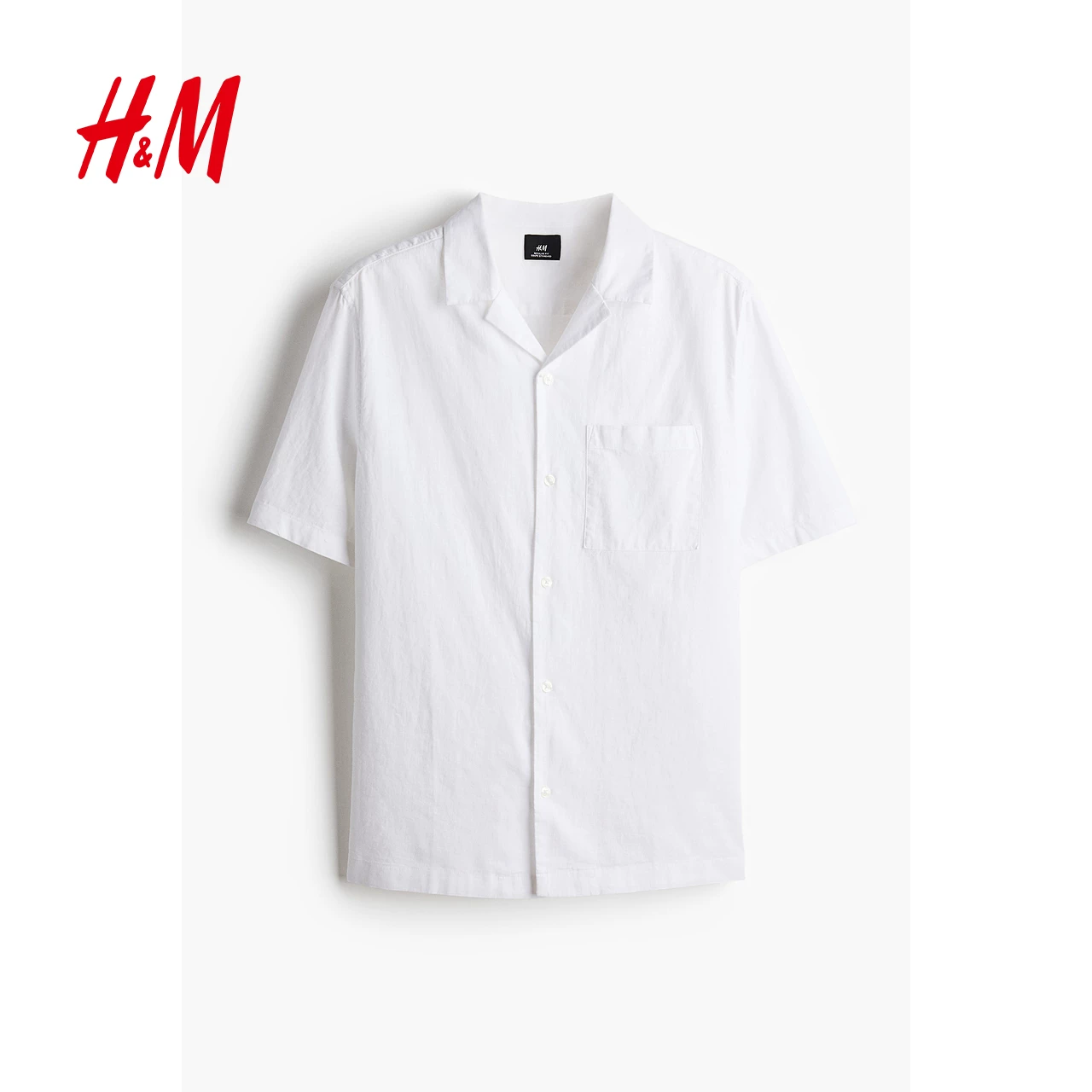 Хлопковая мужская рубашка с лацканом Cuban collar летний тренд, льняная смесовая короткий рукав, 1256946