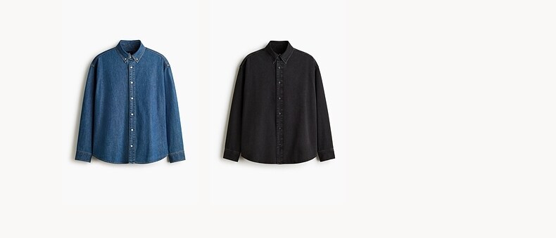 Джинсовая рубашка hm2026夏季新款男装大廓形牛仔衬衫1322297 H&M