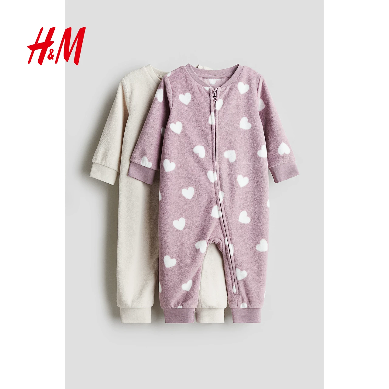 Детская одежда HM для мальчика и девочки, домашняя одежда, набор из 2 предметов, летняя, с молнией, с длинным рукавом, домашняя одежда, комбинезон-пижама 1177804