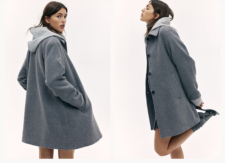 Hm мисс шерсть пальто зима свободный войлок кнопки отворот Длина до колена пальто 1255546 для возраста       