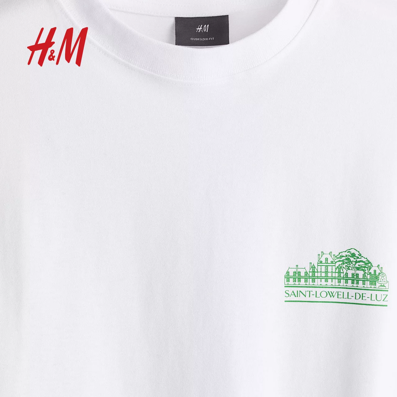 H&M Летняя хлопковая футболка для отдыха с круглым вырезом, 100% хлопок, американский стиль