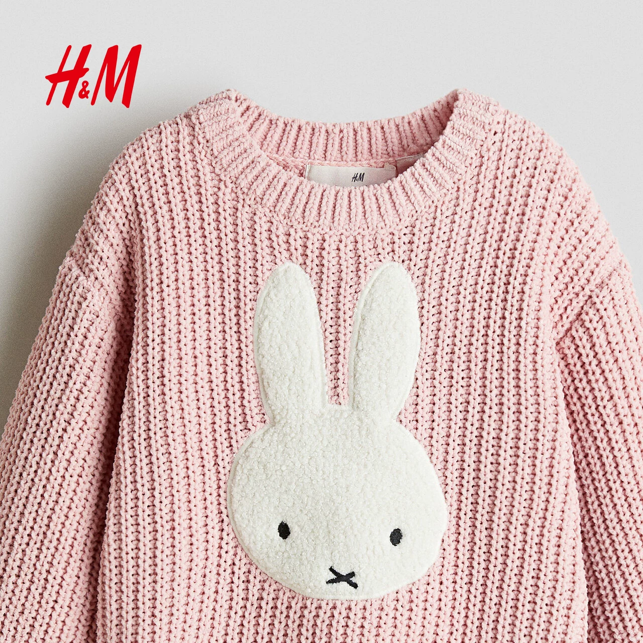 [Miffy Bunny] Детская одежда HM, детские свитера для девочек, летняя нашивка из фланели, свитер-пуловер 1304960