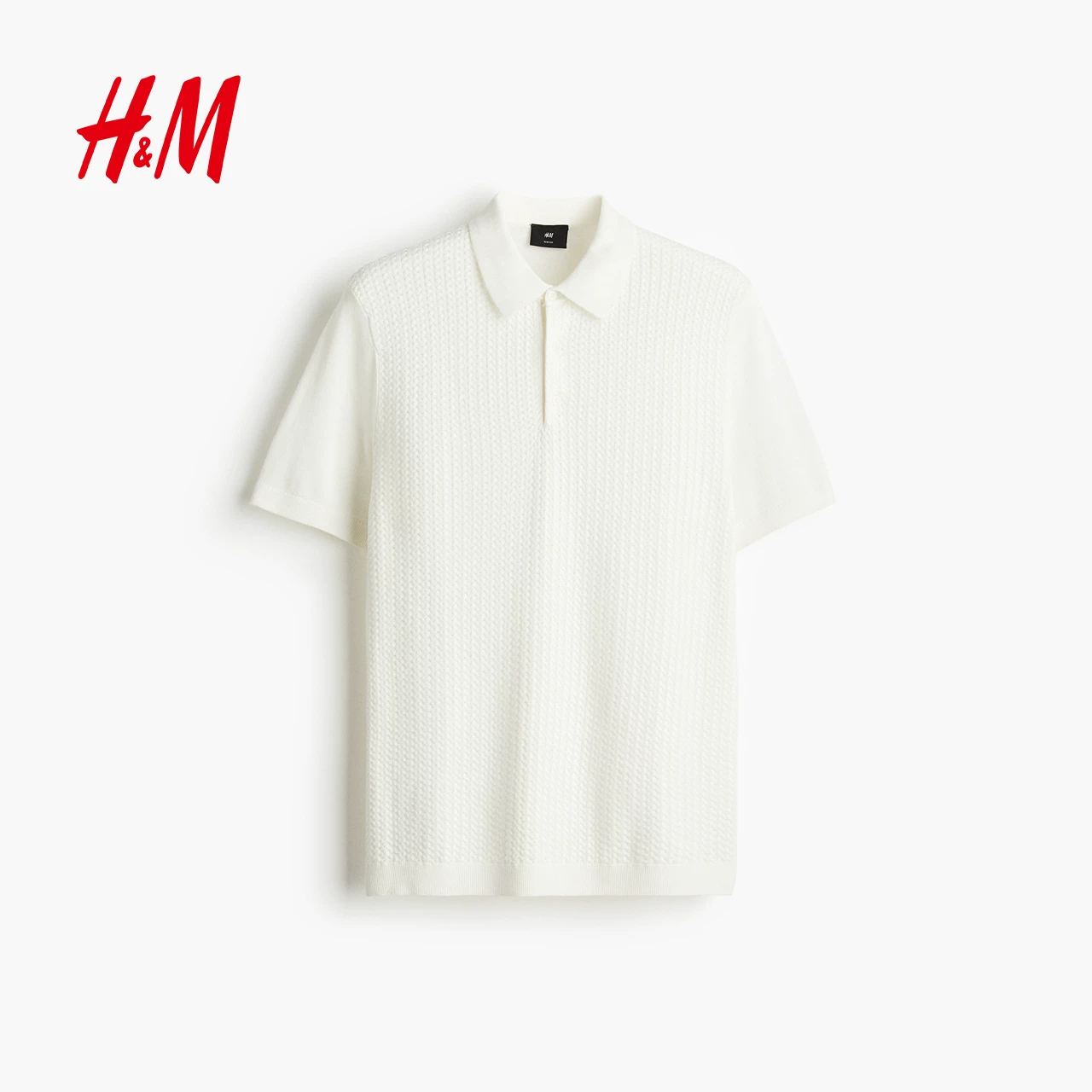 Polo рубашка HM Summer мужская приталенная вязаная кабельная 1292861