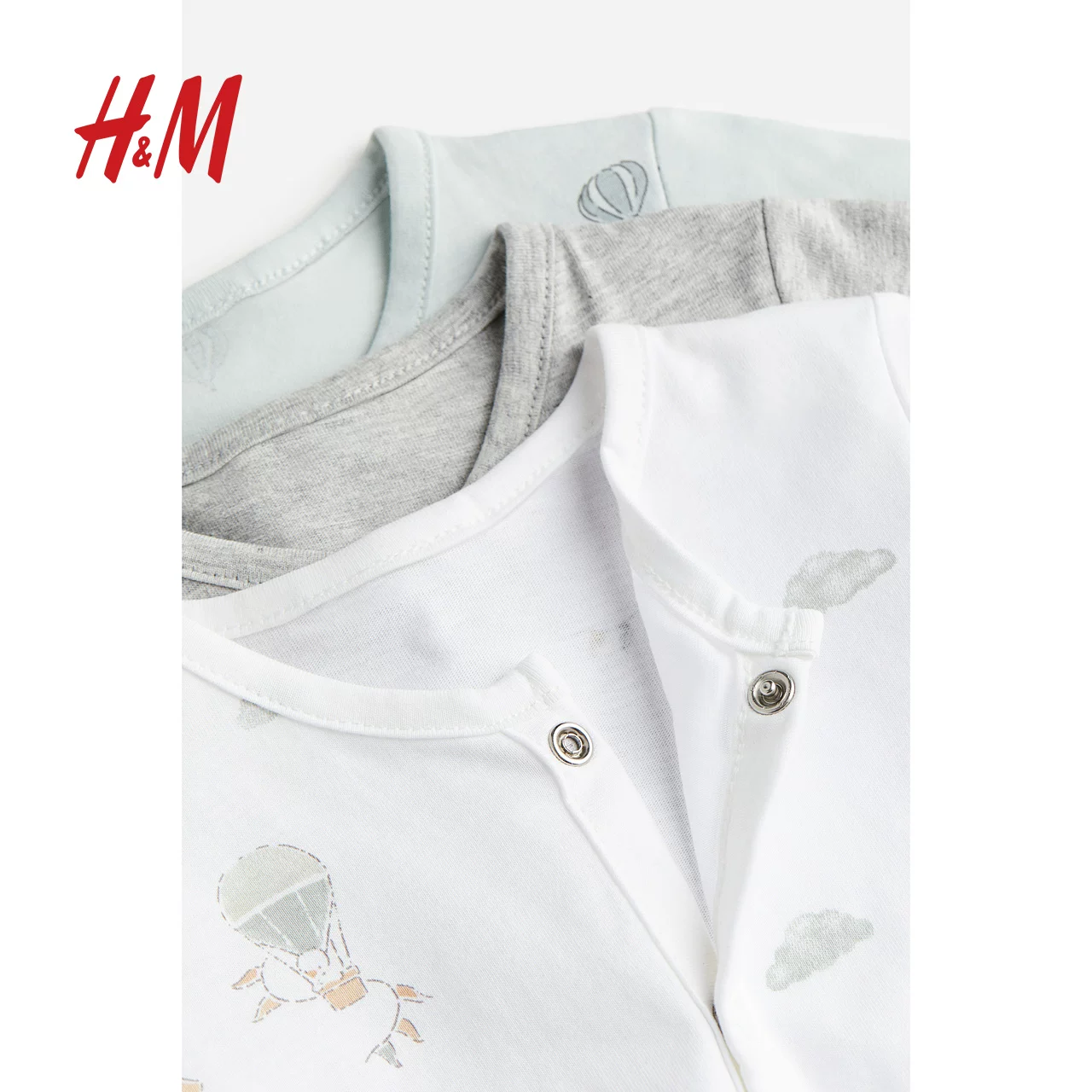Детская одежда HM, домашняя одежда для мальчиков и девочек, комплект из 3 предметов, летний костюм, хлопковый комбинезон-пижама 1170979