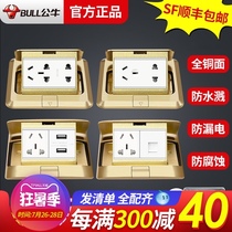 Bull ground socket All copper waterproof damping five-hole network ground floor invisible hidden household ground floor socket