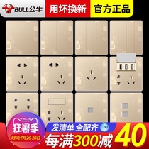 Bull flagship g18 decorative switch socket 86 type household rose gold open 5 five-hole socket with usb panel