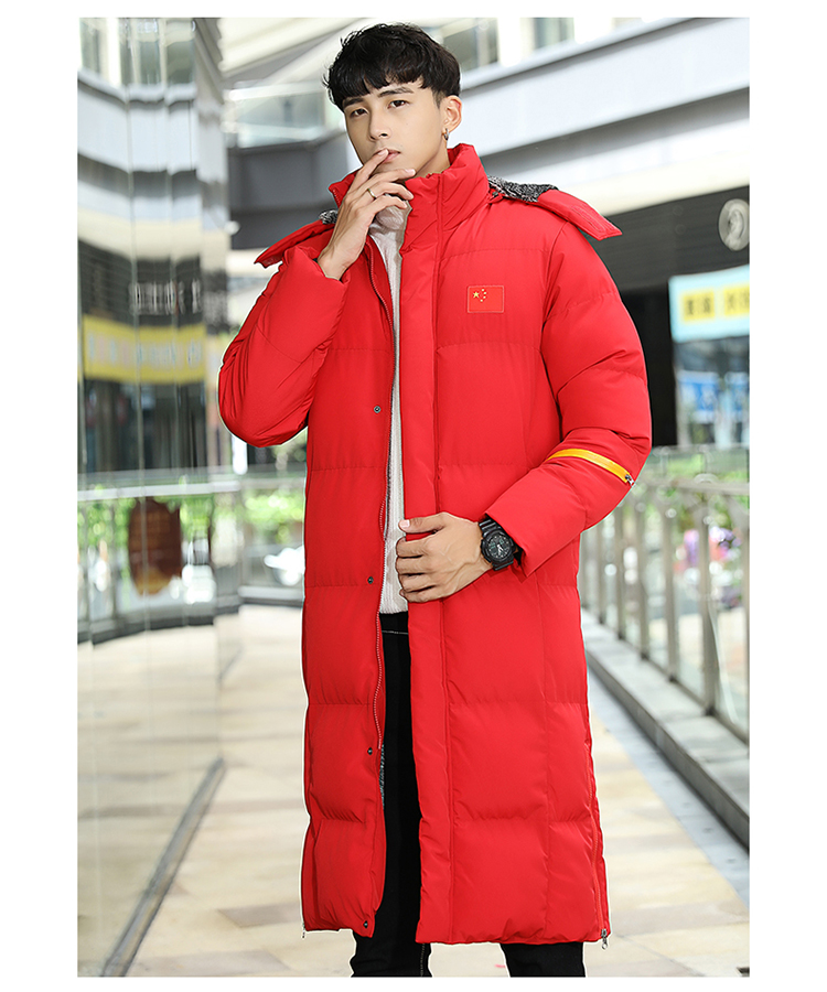 Áo khoác thể thao nam và nữ áo dài đội tuyển quốc gia trên đầu gối áo khoác cotton ấm áp quần áo trẻ em mùa đông đào tạo áo khoác áo khoác đại hàn