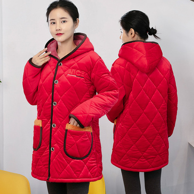 冬季可外穿夹棉加厚珊瑚绒家居服