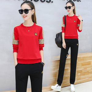 2019新款宽松长袖显瘦圆领卫衣两件套