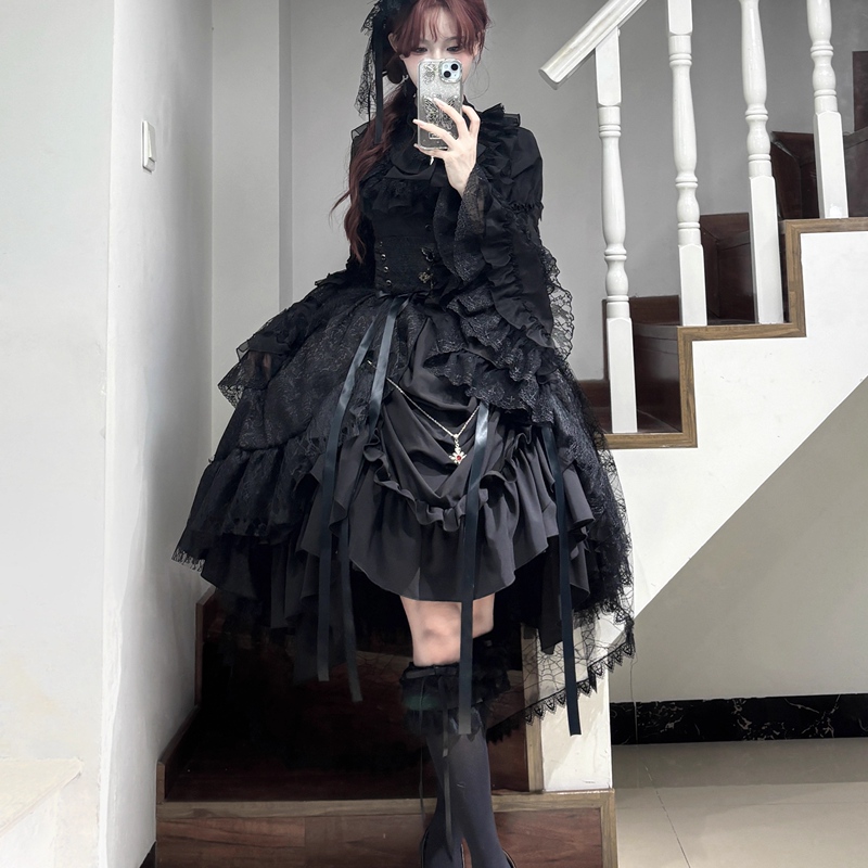 Eternal Taboo Dark Style Lolita Sleeve Shirt Widow Cos New Year Outfit Punk Performance