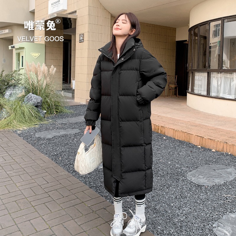 Vg Weimon Rabbit Winter Over-The-Knee Long down Jacket for Women and Men, 90% White Duck Down, Hooded, Thickened Outerwear, Zhongxi Style