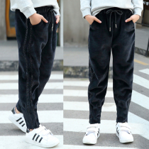Fall and Winter Childrens Pants Girls Wears and Thick Black Leisure Pants in Large Child Han Pants