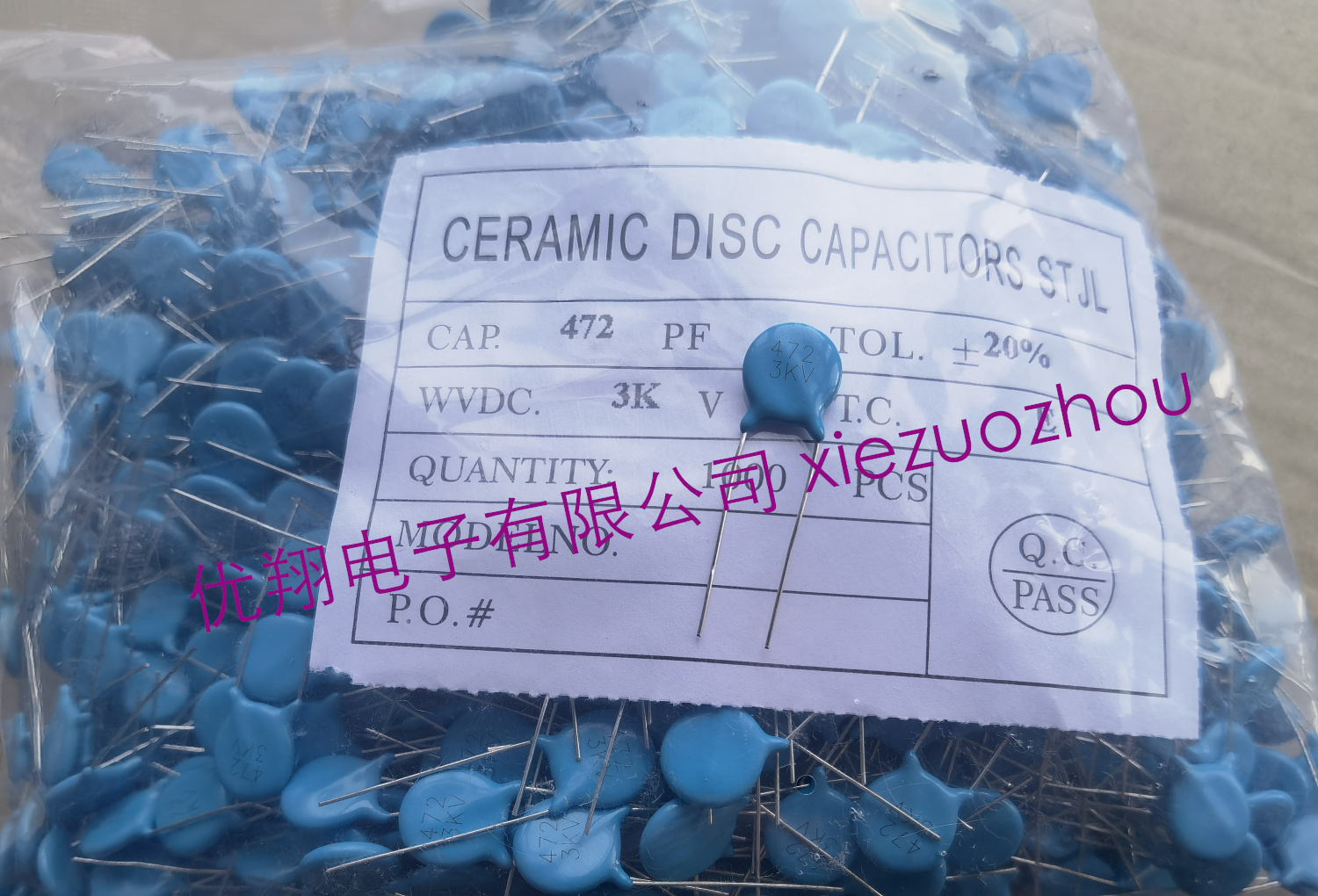 472 3KV high voltage ceramic capacitor 472M 3KV F11 large diameter 100 pieces = 9 yuan