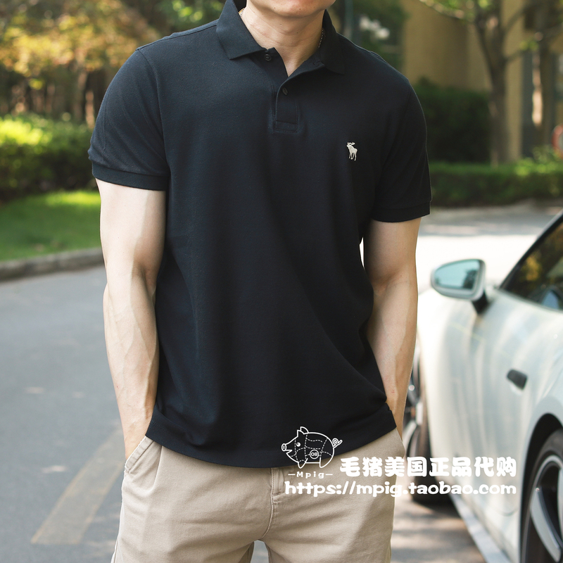 American Abercrombie&Fitch Genuine Summer Style Af Deer Slim-Fit Stretch Short-Sleeved T-Shirt Polo Shirt