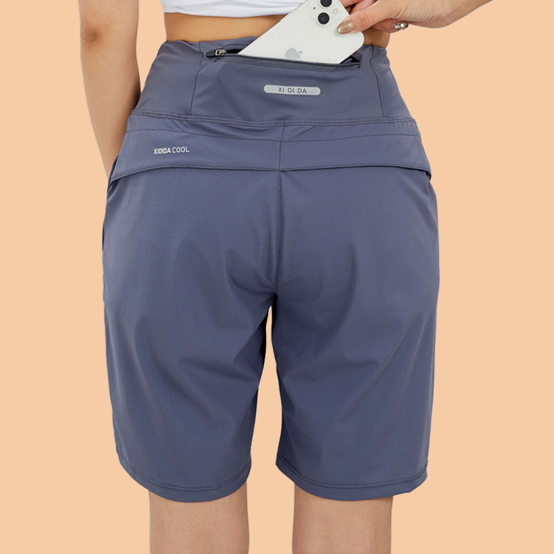 Women's Running Shorts with Zipper Pocket for Phone, Summer Thin Ice Silk Quick-Drying Five-Point Sports Shorts, Running Casual Mid-Length Shorts Women's Running Shorts with Zipper Pocket for Phone, Summer Thin Ice Silk Quick-Drying Five-Point Sports Shorts, Running Casual Mid-Length Shorts